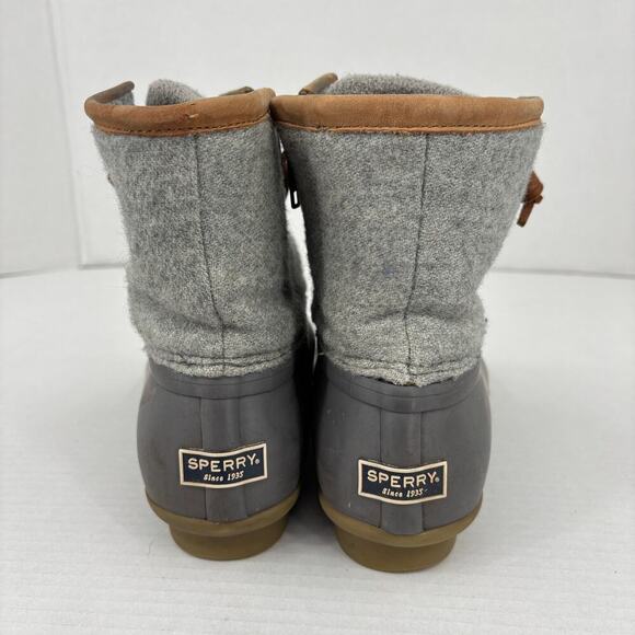 Sperry Duck Boot Womens Size 7.5 Gray Wool Blend 200g Insulated Side Zip - Picture 9 of 10